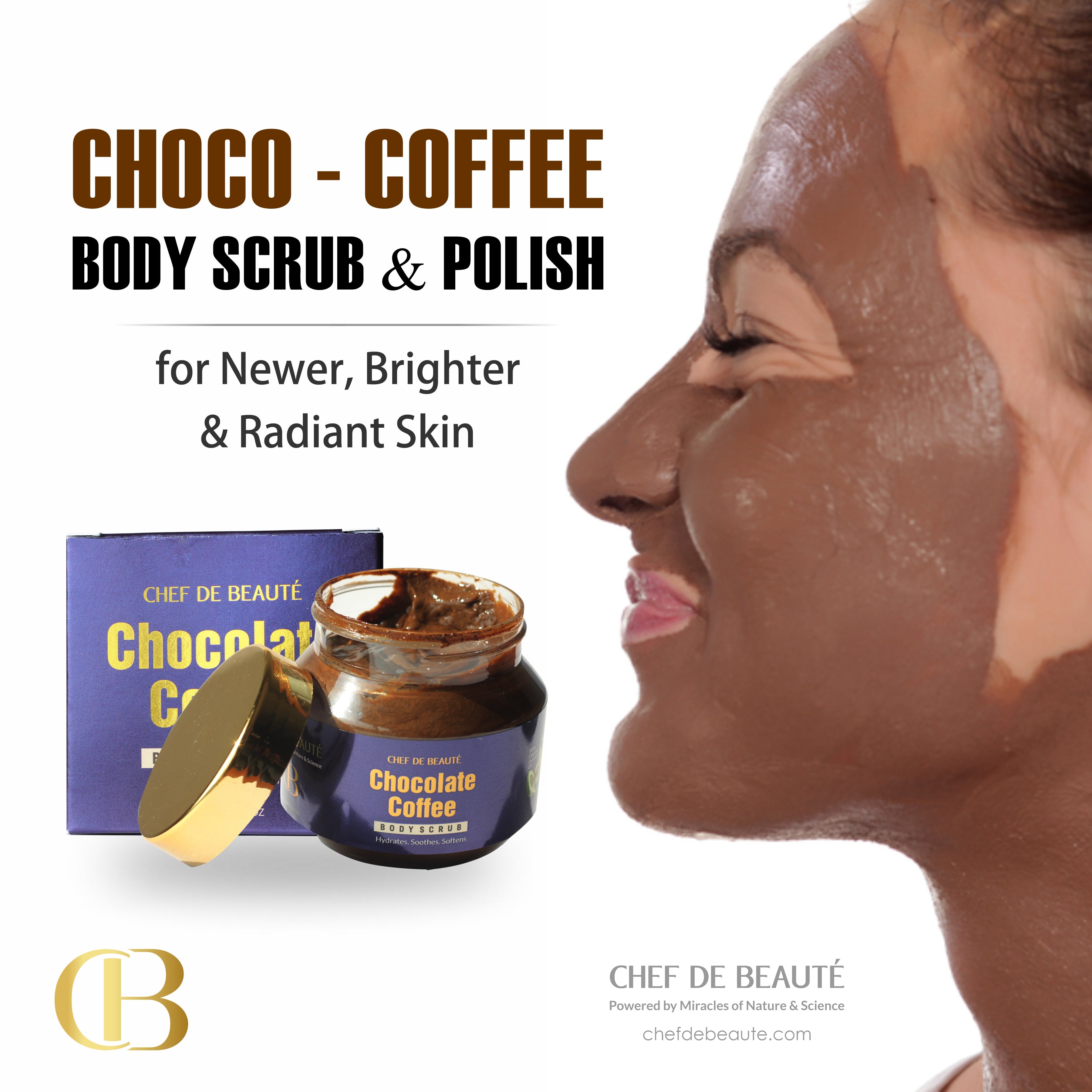 Chef’s Chocolate Coffee Body Scrub & Polish with Organic Avocado Oil - 100% Vegan & Natural - 200 Grams