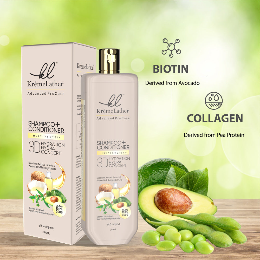 Krème Lather Shampoo + Conditioner (2 in 1) with 3D Hydration Hydra Concept (300 ML)
