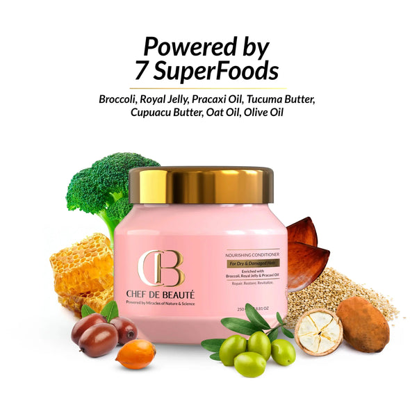 CDB's SuperFoods Powered Detox Conditioner For Split Ends, Frizzy, Dry and Damaged Hair with FusionTech CHEF DE BEAUTÉ