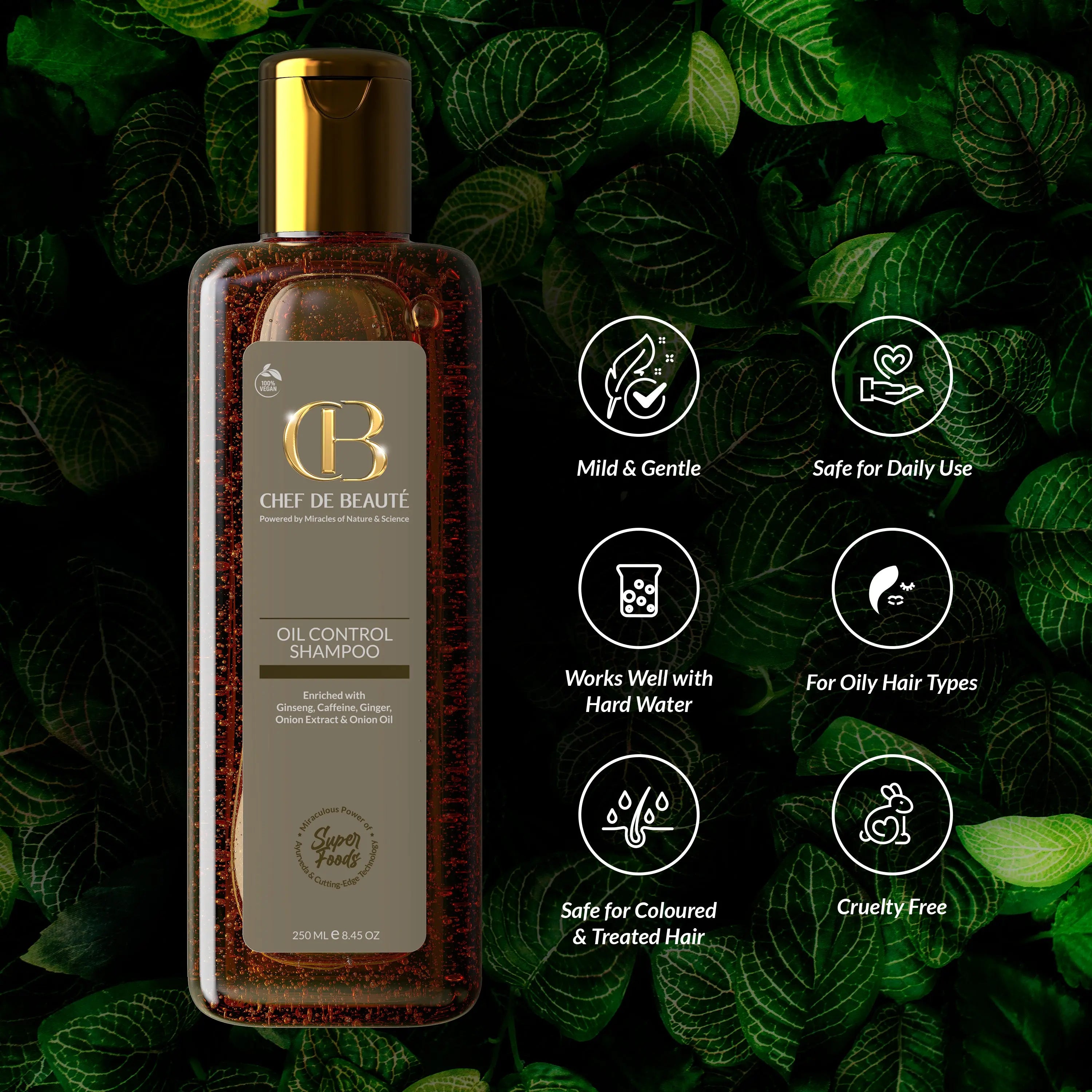 CDB's SuperFoods Powered Oil Control & DHT Blocker Energising Shampoo with FusionTech CHEF DE BEAUTÉ