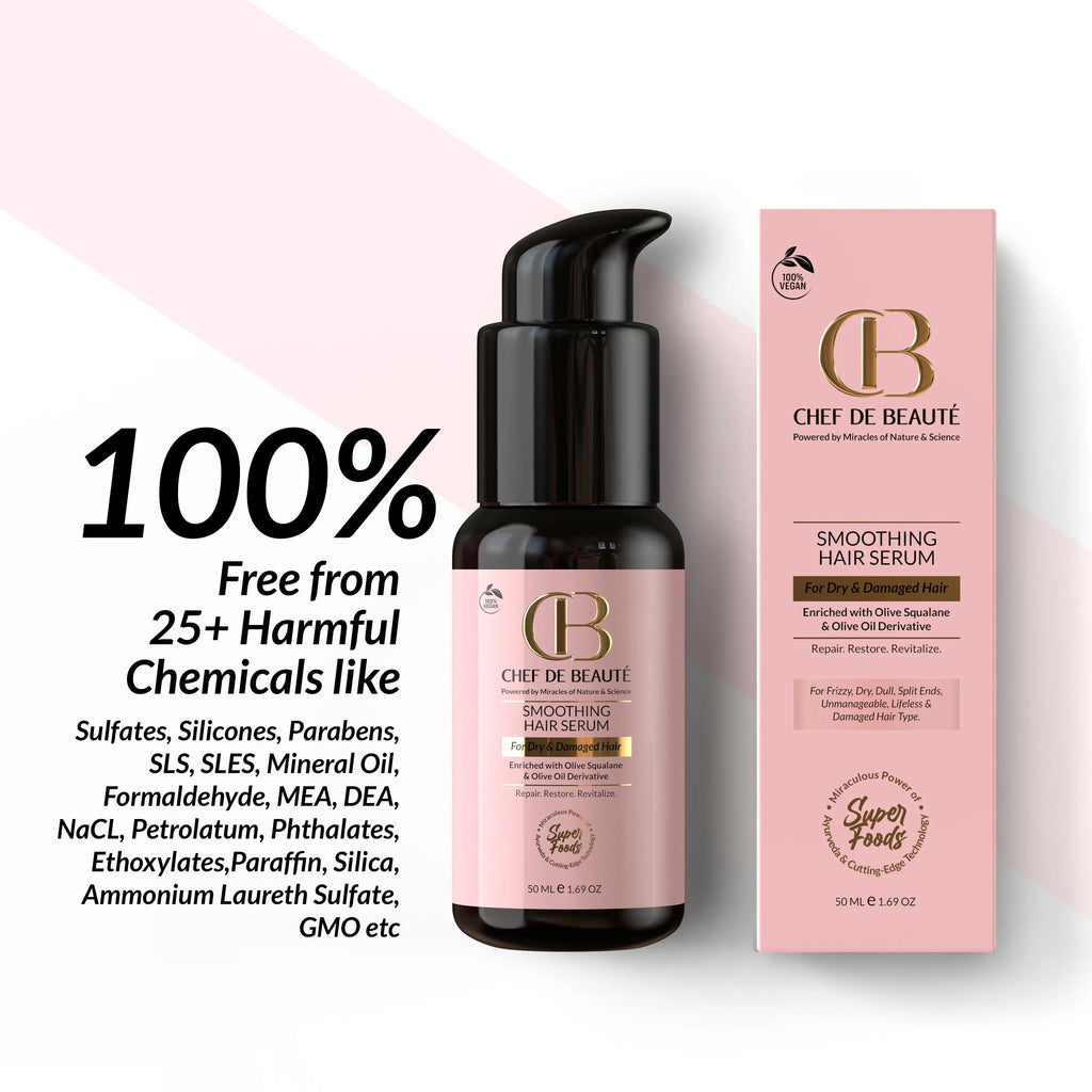 CDB's SuperFoods Powered Ultra Smoothing Hair Serum for Split Ends, Frizzy, Dry and Damaged Hair with FusionTech CHEF DE BEAUTÉ