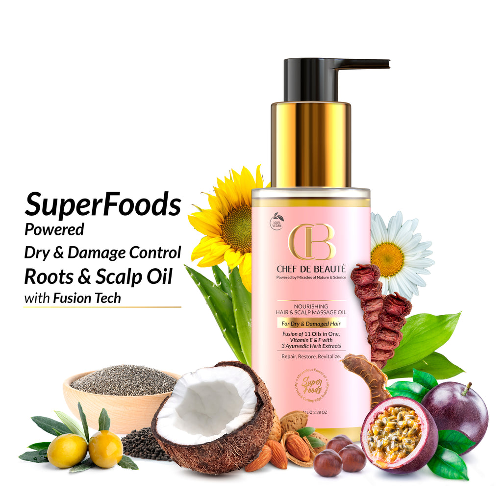 CDB's Hair Oil to Fight Split Ends, Frizz, Dry & Damaged Hair Powered by SuperFoods & FusionTech - 100 ML